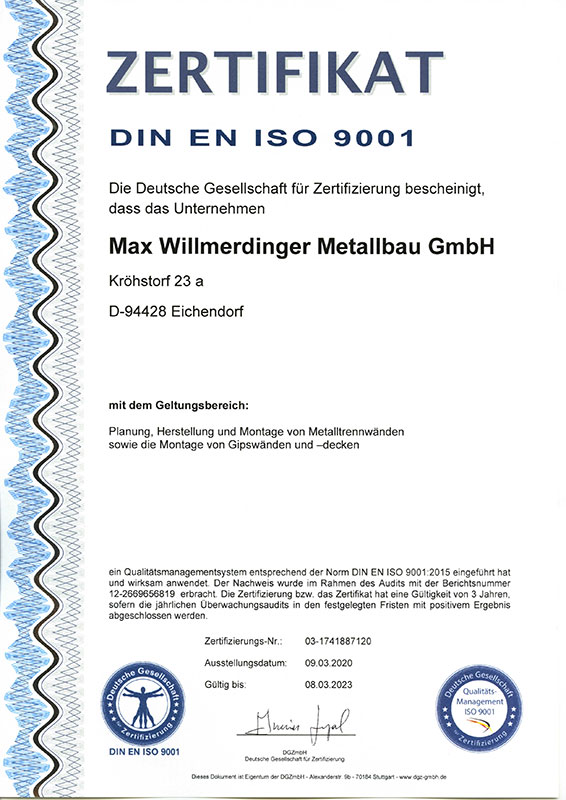 DIN Iso 9001:2008 zertifiziert